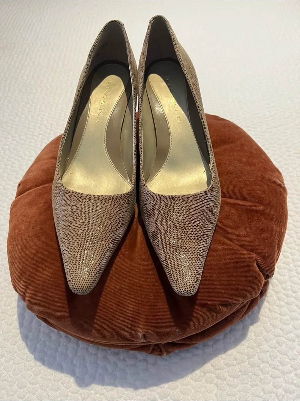 Bandolino Taupe Textured Pointed-Toe Pumps
